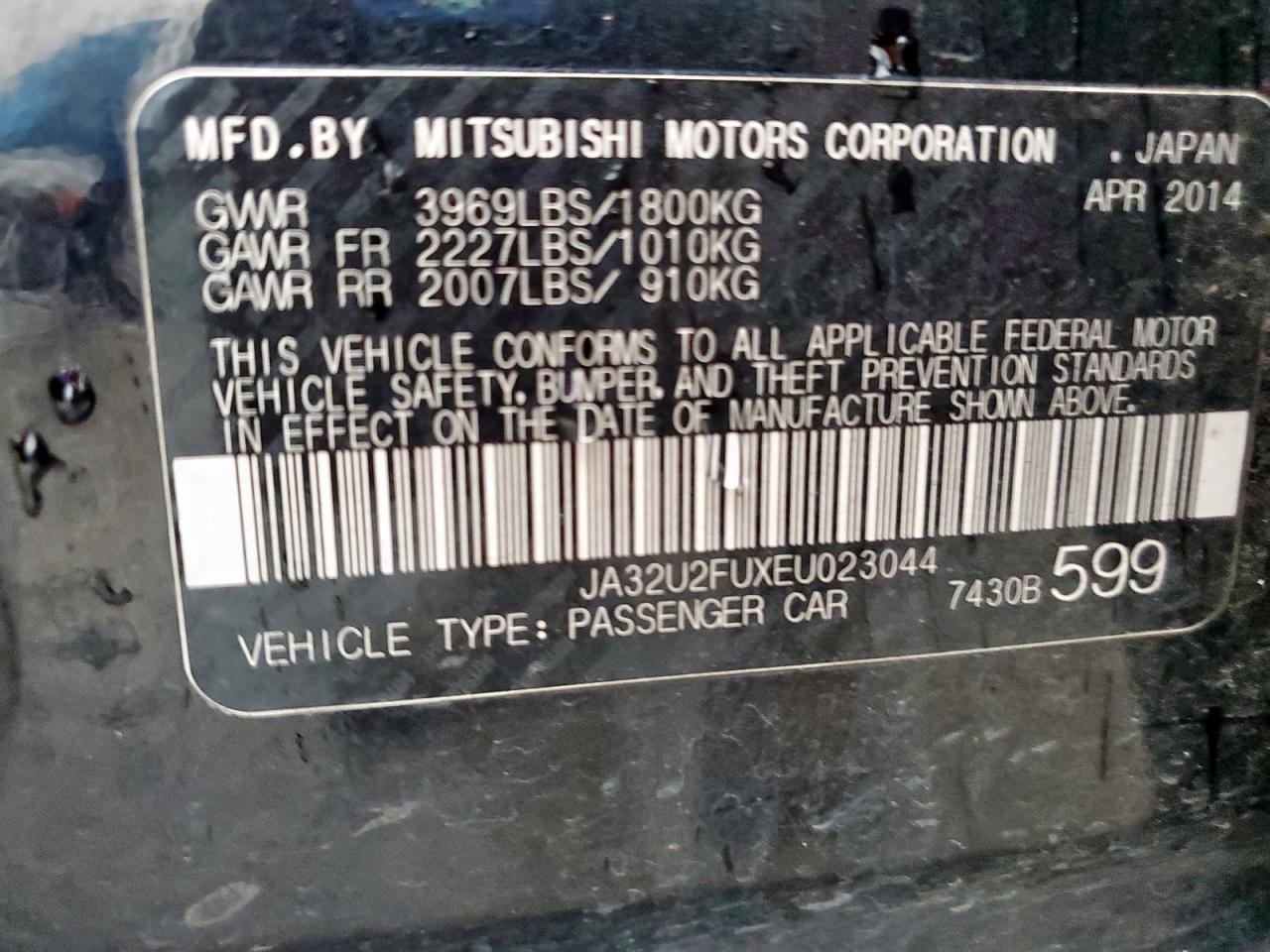 2014 Mitsubishi Lancer Es/Es Sport VIN: JA32U2FUXEU023044 Lot: 93292055