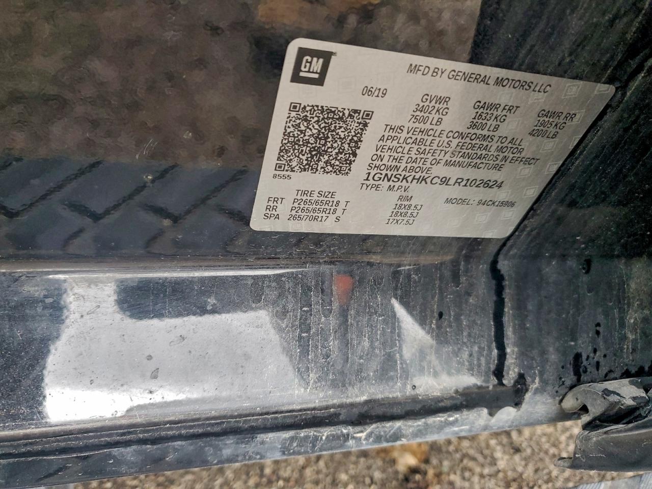 2020 Chevrolet Suburban K1500 Lt VIN: 1GNSKHKC9LR102624 Lot: 91891505