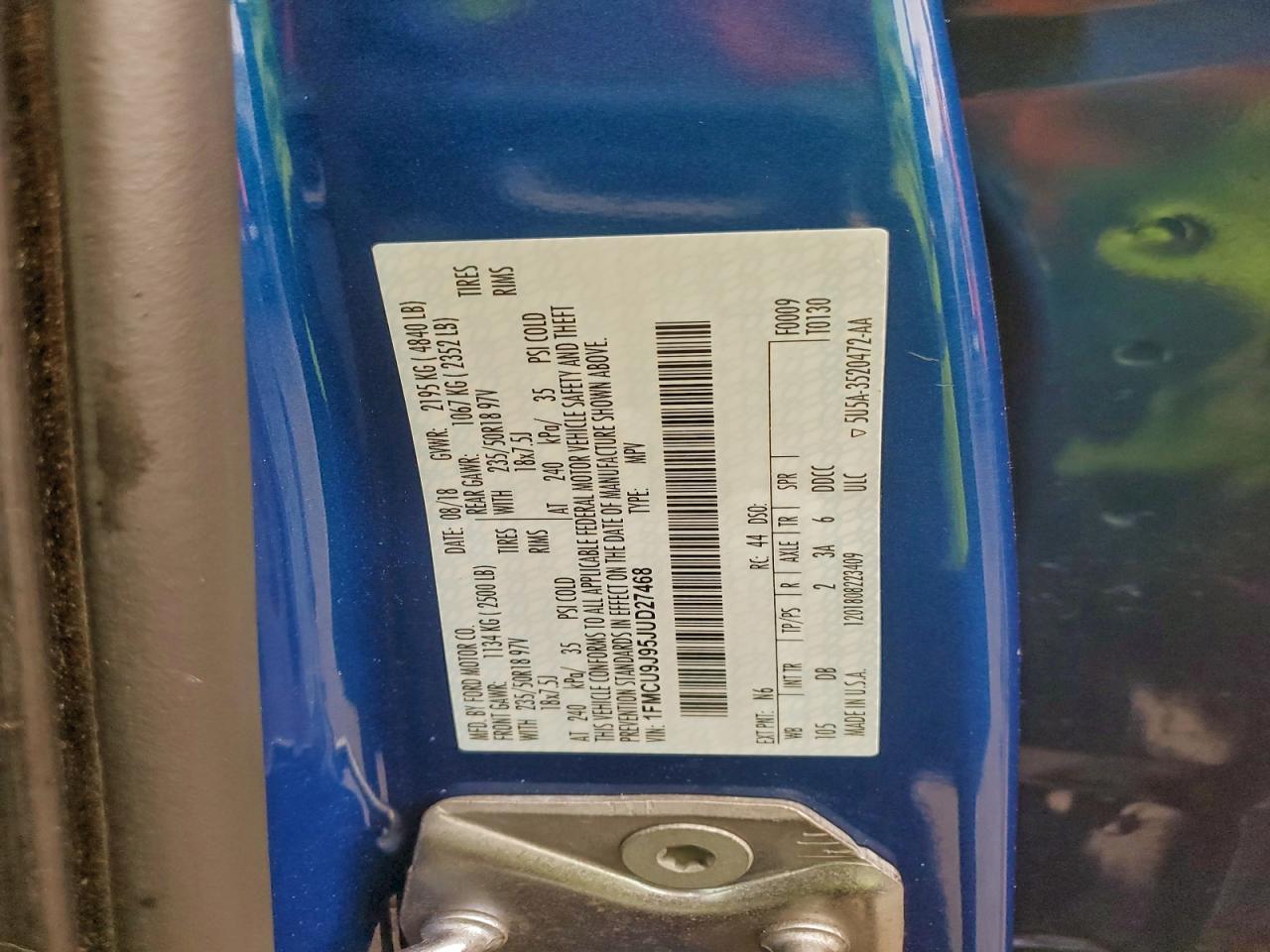 2018 Ford Escape Titanium VIN: 1FMCU9J95JUD27468 Lot: 94490855