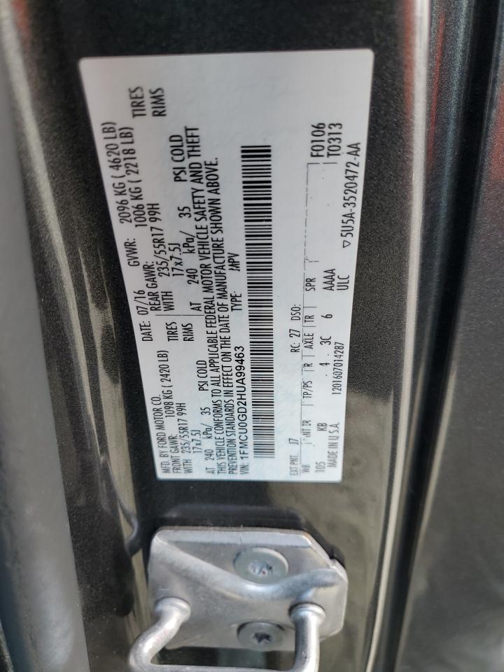 2017 Ford Escape Se VIN: 1FMCU0GD2HUA99463 Lot: 93636425