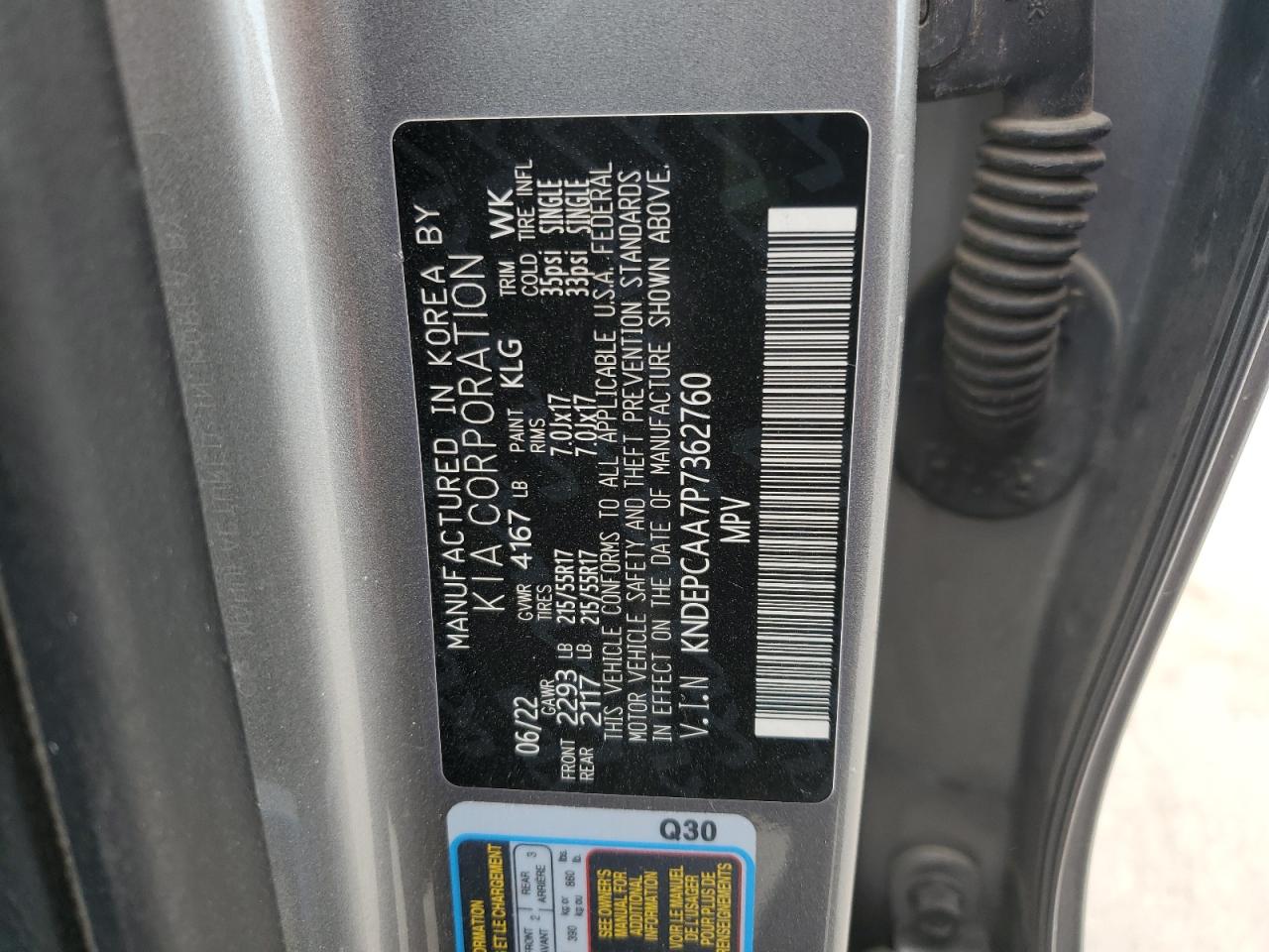 2023 Kia Seltos Lx VIN: KNDEPCAA7P7362760 Lot: 91849215