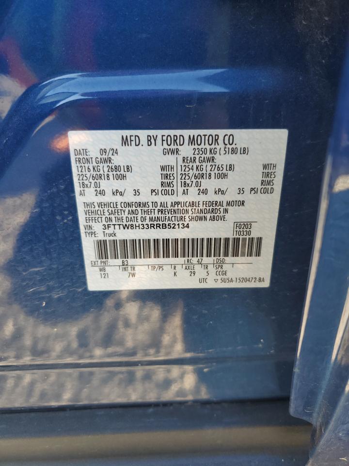 2024 Ford Maverick Xlt VIN: 3FTTW8H33RRB52134 Lot: 92834965