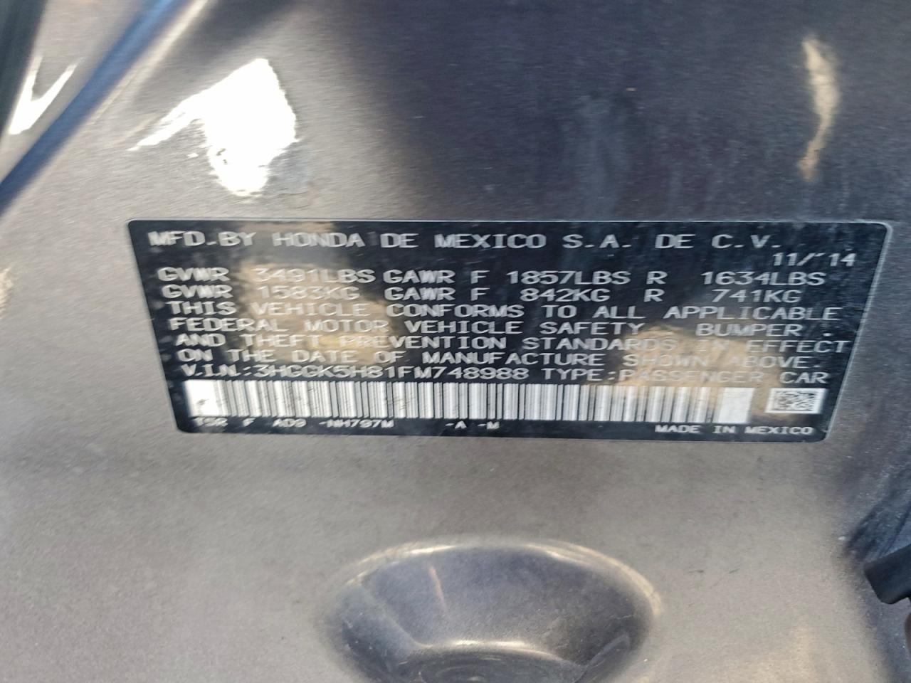 2015 Honda Fit Ex VIN: 3HGGK5H81FM748988 Lot: 94115445