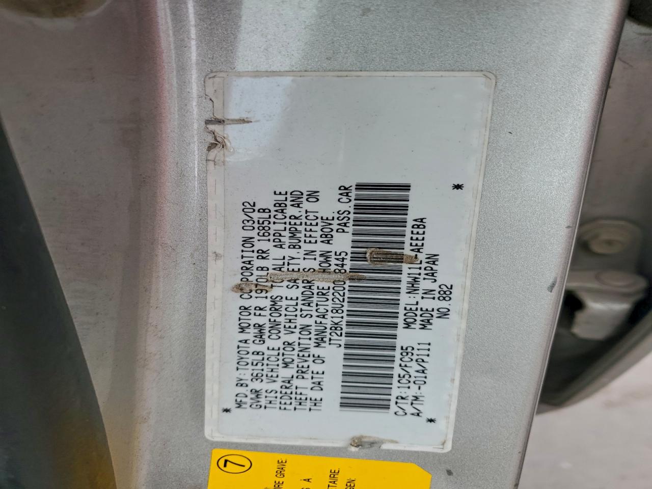 2002 Toyota Prius VIN: JT2BK18U220058445 Lot: 94523355