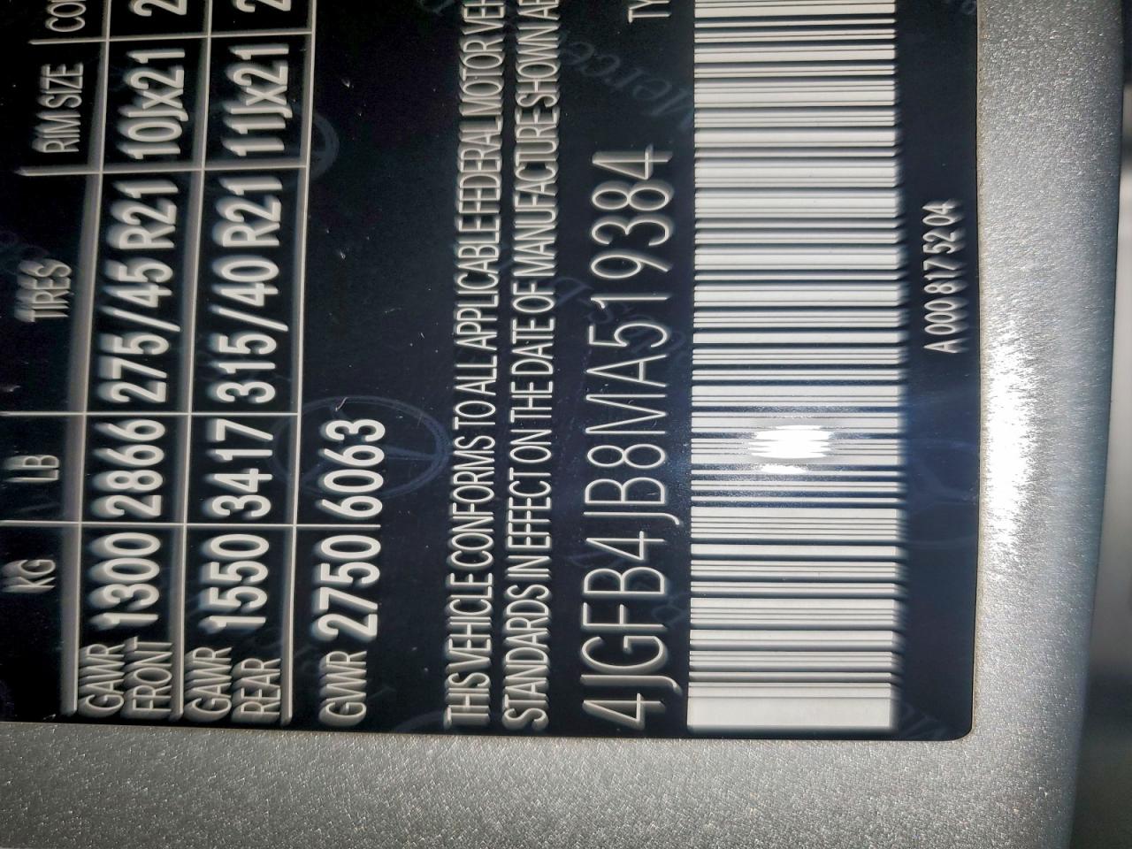 2021 Mercedes-Benz Gle 350 VIN: 519384 Lot: 95112985