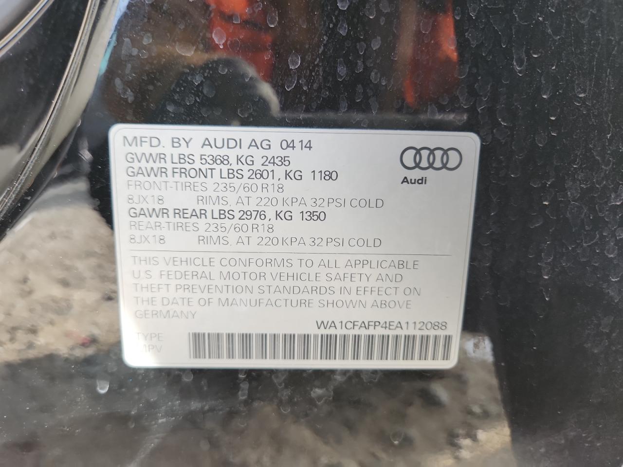 2014 Audi Q5 Premium VIN: WA1CFAFP4EA112088 Lot: 91667055