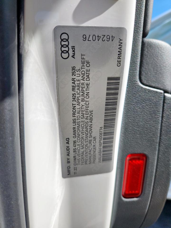 2023 Audi A4 Premium 40 VIN: WAUABAF46PN008774 Lot: 92134025
