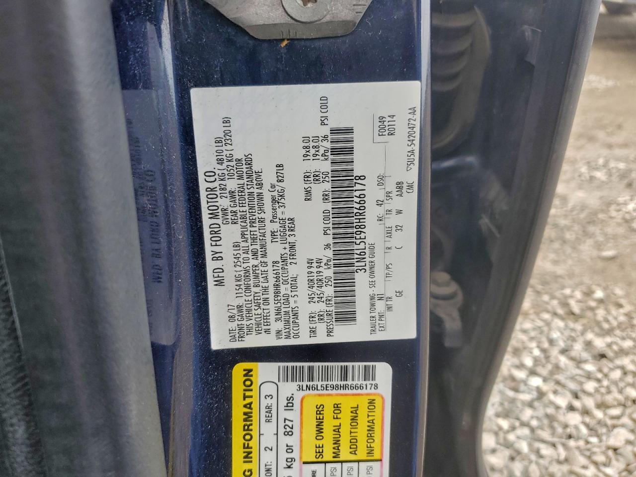 2017 Lincoln Mkz Reserve VIN: 3LN6L5E98HR666178 Lot: 93917775