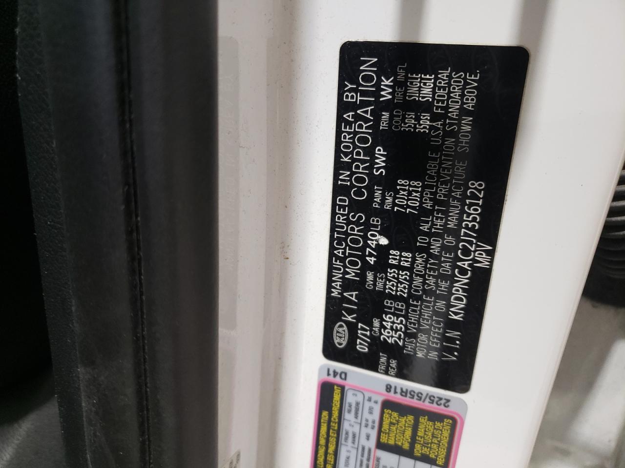 2018 Kia Sportage Ex VIN: KNDPNCAC2J7356128 Lot: 92933565