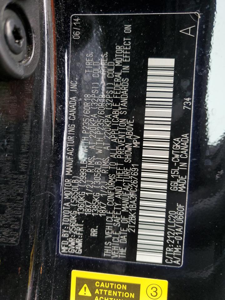 2015 Lexus Rx 350 Base VIN: 2T2BK1BA3FC267691 Lot: 93627565