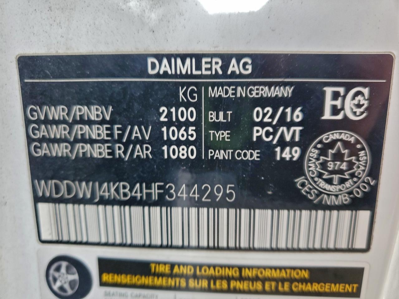 2017 Mercedes-Benz C 300 4Matic VIN: WDDWJ4KB4HF344295 Lot: 90869275