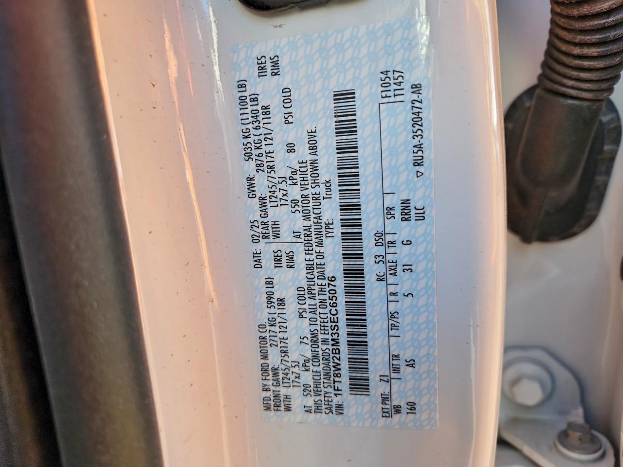 2025 Ford F250 Super Duty VIN: 1FT8W2BM3SEC65076 Lot: 93236605