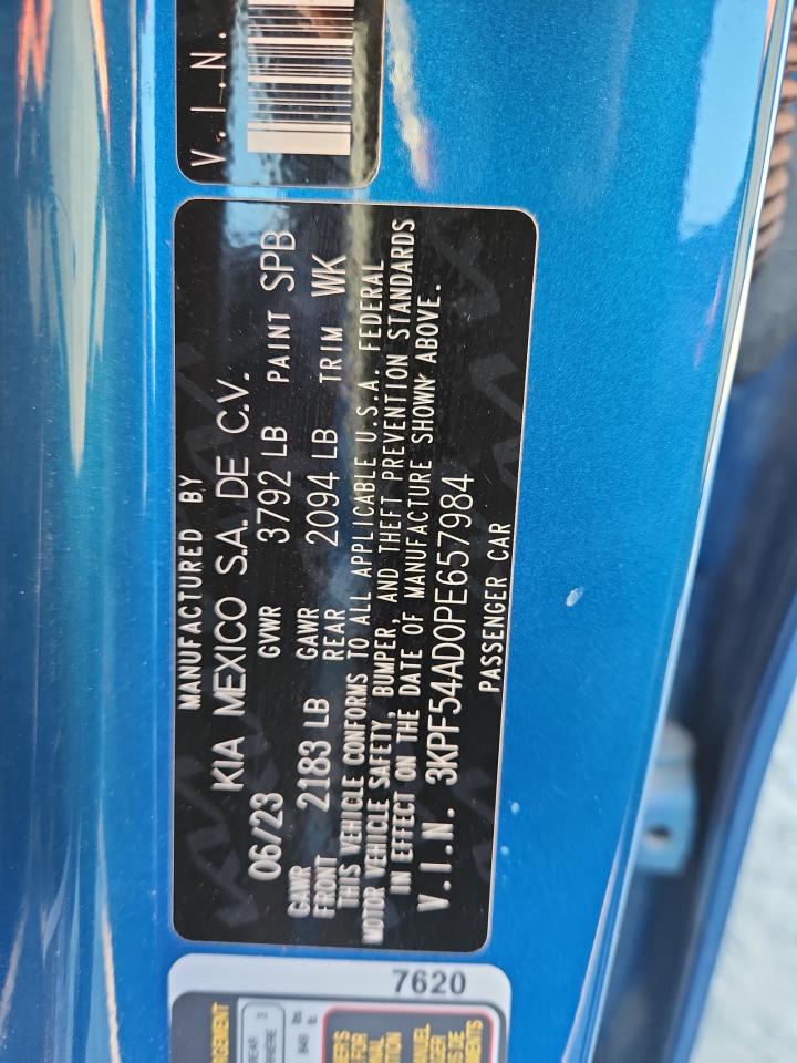 2023 Kia Forte Gt Line VIN: 3KPF54AD0PE657984 Lot: 91050065
