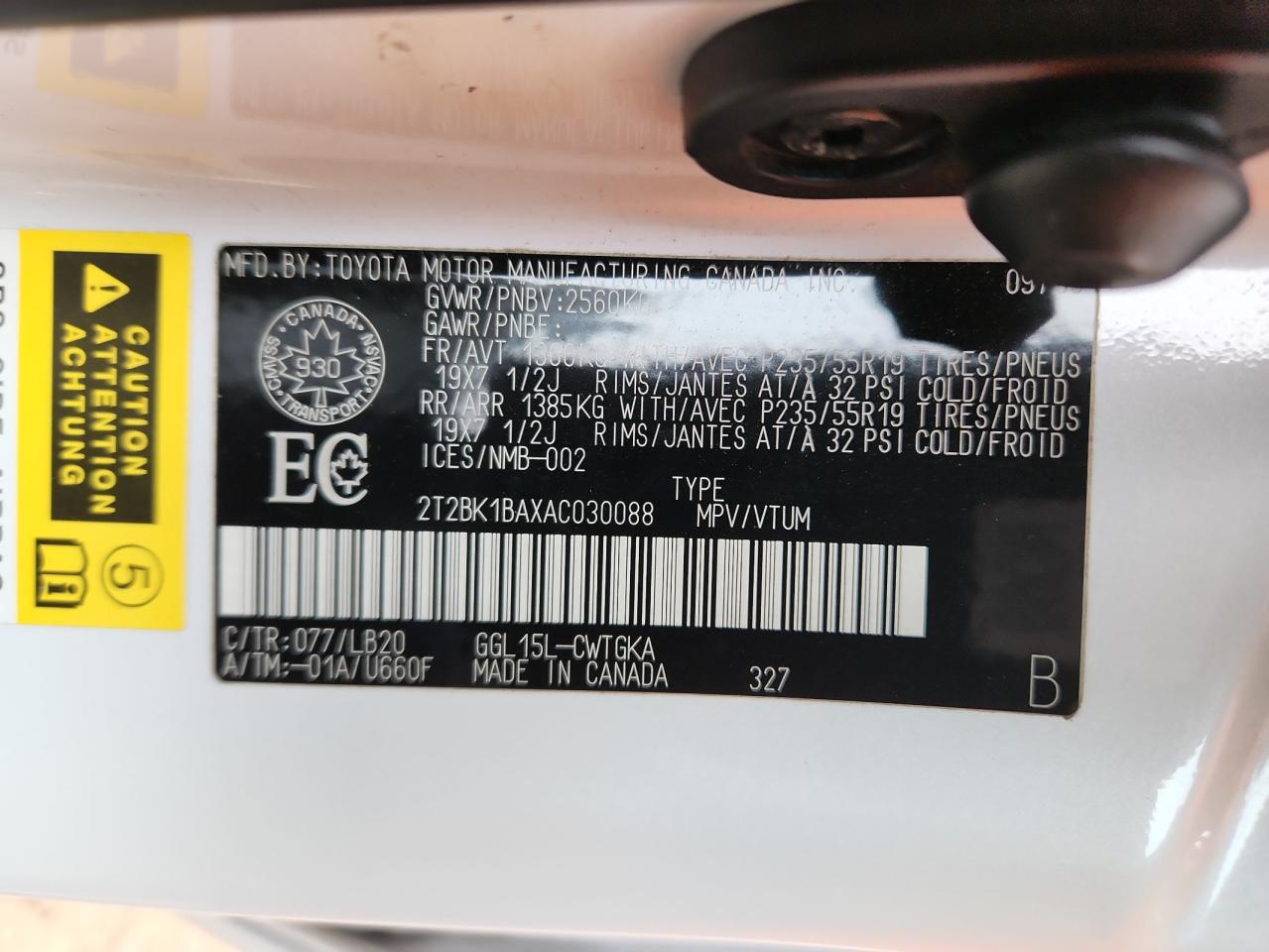 2010 Lexus Rx 350 VIN: 2T2BK1BAXAC030088 Lot: 91845555