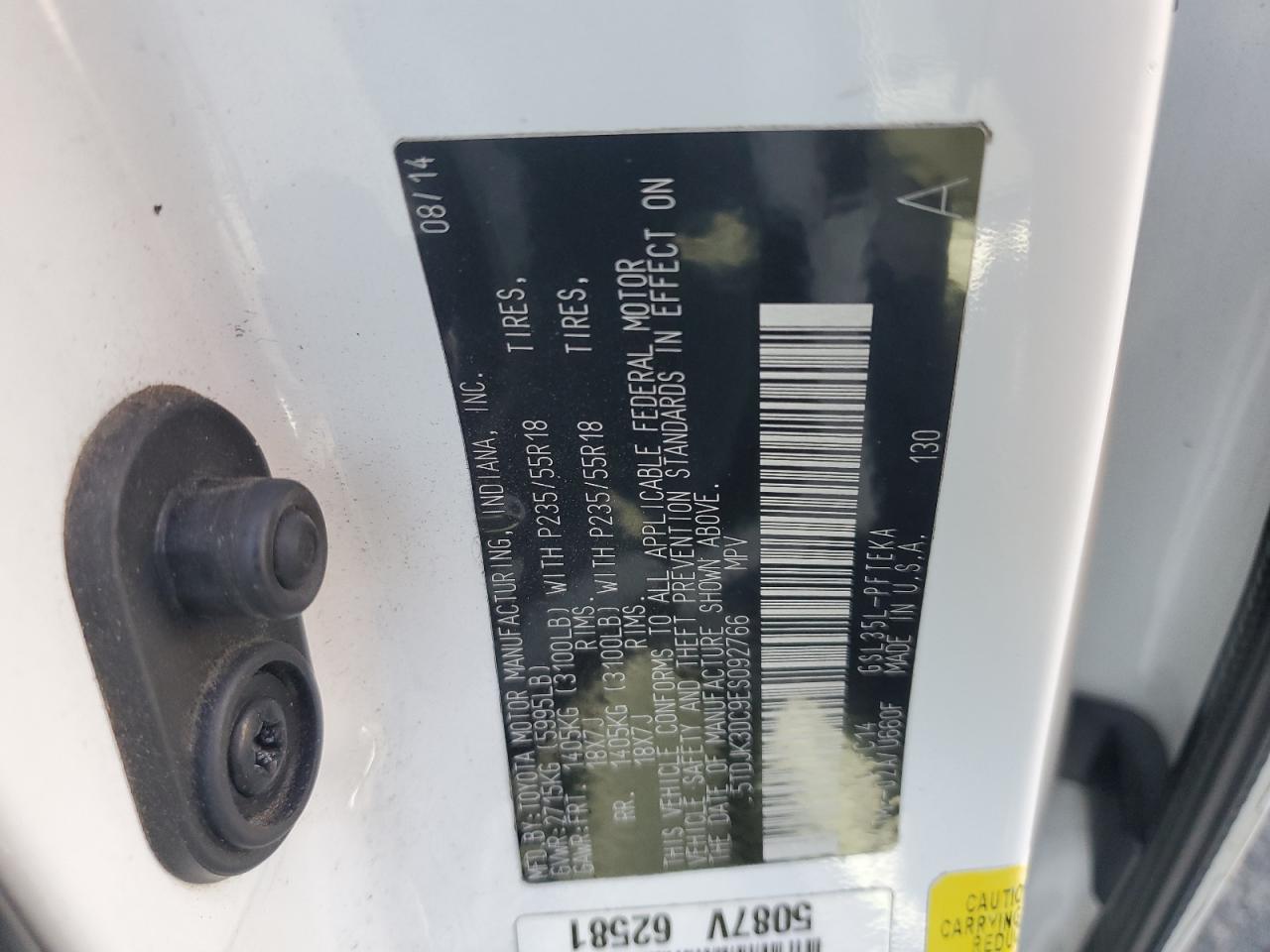 2014 Toyota Sienna Le VIN: 5TDJK3DC9ES092766 Lot: 93314755