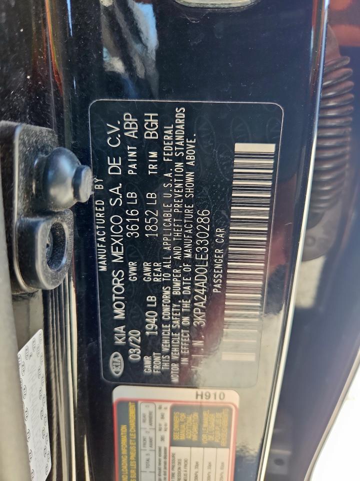 2020 Kia Rio Lx VIN: 3KPA24AD0LE330286 Lot: 93016225