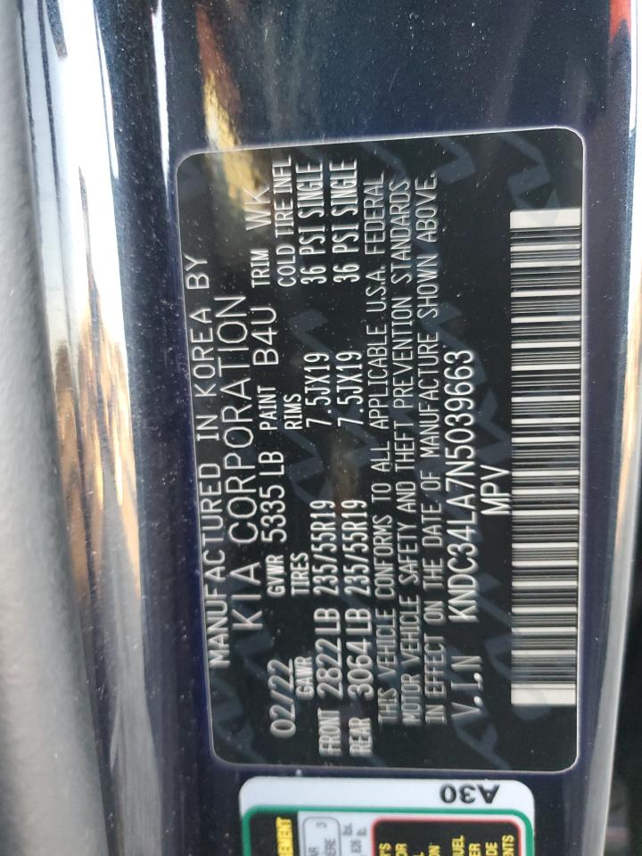 2022 Kia Ev6 Light VIN: KNDC34LA7N5039663 Lot: 91131955