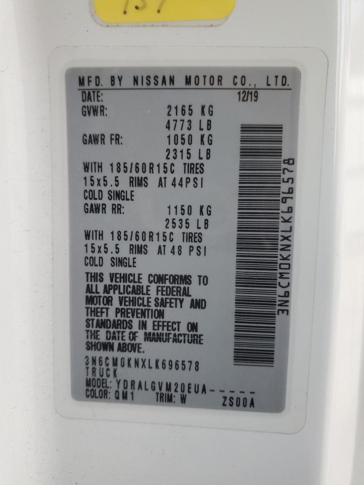 2020 Nissan Nv200 Delivery Van VIN: 3N6CM0KNXLK696578 Lot: 91292515