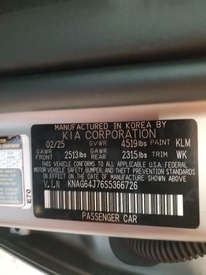 2025 Kia K5 Gt Line VIN: KNAG64J76S5366726 Lot: 94197815