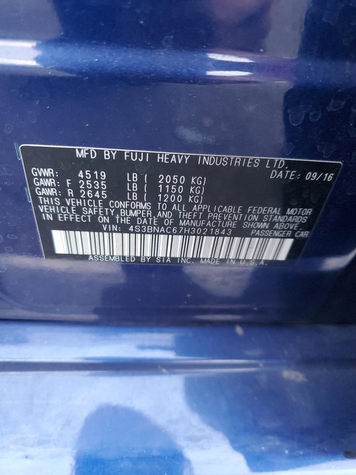 2017 Subaru Legacy 2.5I Premium VIN: 4S3BNAC67H3021843 Lot: 92610525
