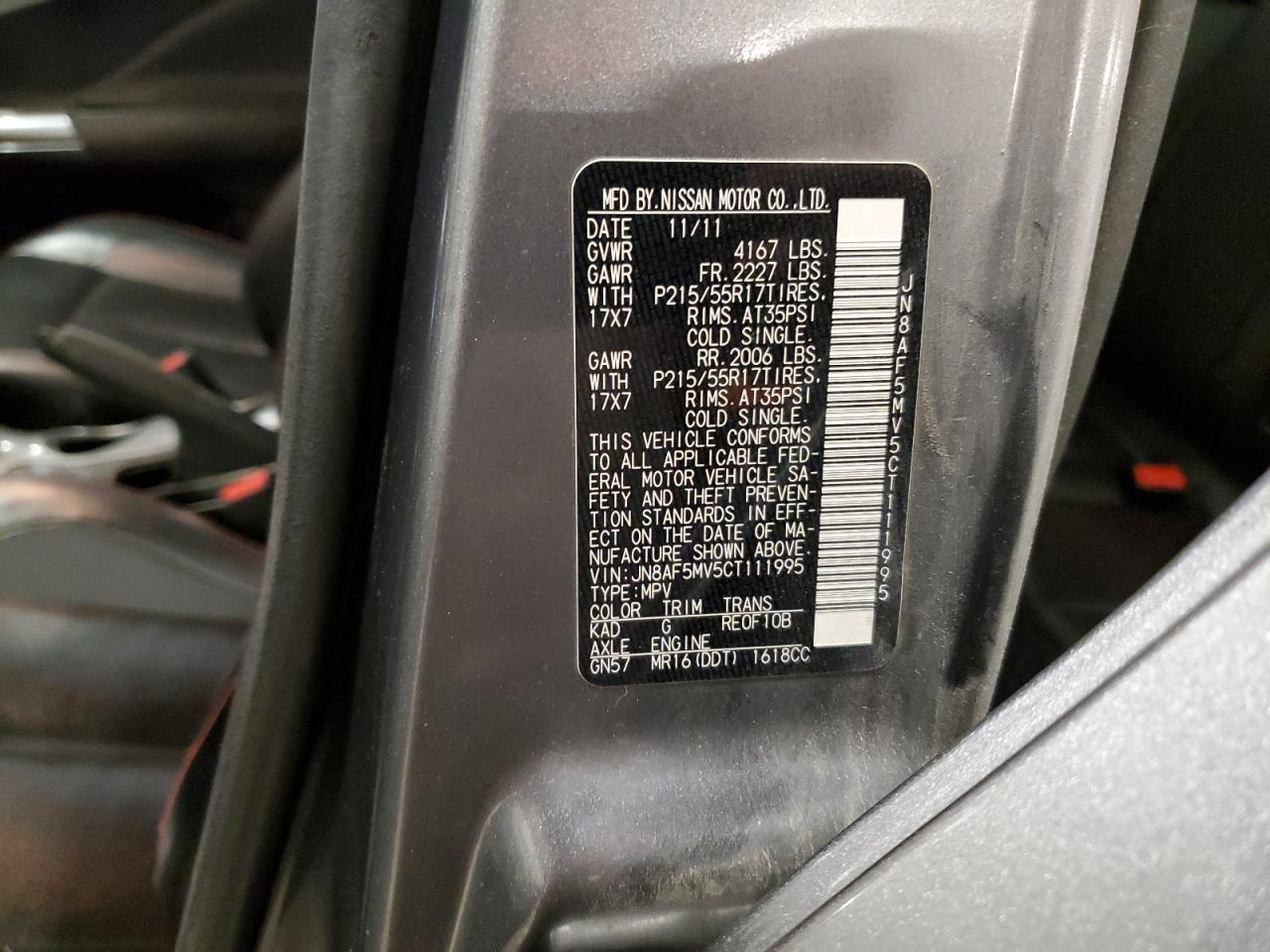 2012 Nissan Juke S VIN: JN8AF5MV5CT111995 Lot: 92479035