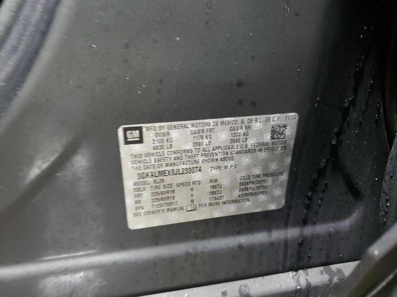 2018 GMC Terrain Sle VIN: 3GKALMEX6JL233074 Lot: 92014745