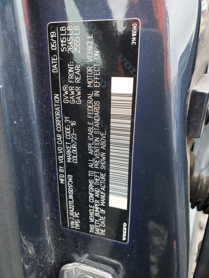 2019 Volvo S60 T6 Inscription VIN: 7JRA22TLXKG017349 Lot: 93190205