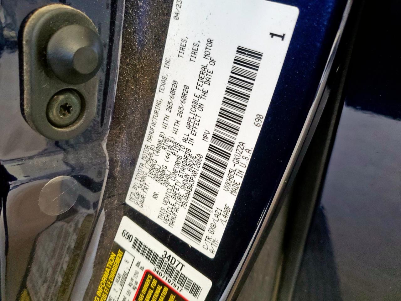 2023 Toyota Sequoia Sr5 VIN: 7SVAAABA3PX012860 Lot: 92648255