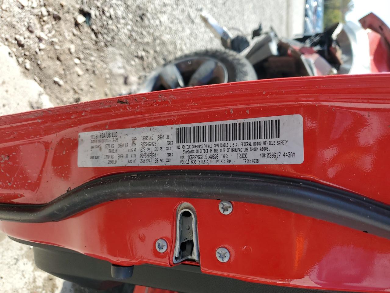 2020 Ram 1500 Classic Warlock VIN: 1C6RR7GG9LS140606 Lot: 91276995