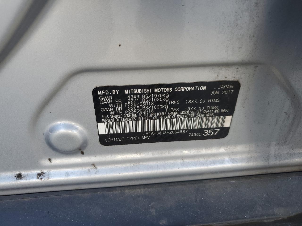 2017 Mitsubishi Outlander Sport Es VIN: JA4AP3AU8HZ064887 Lot: 92845935