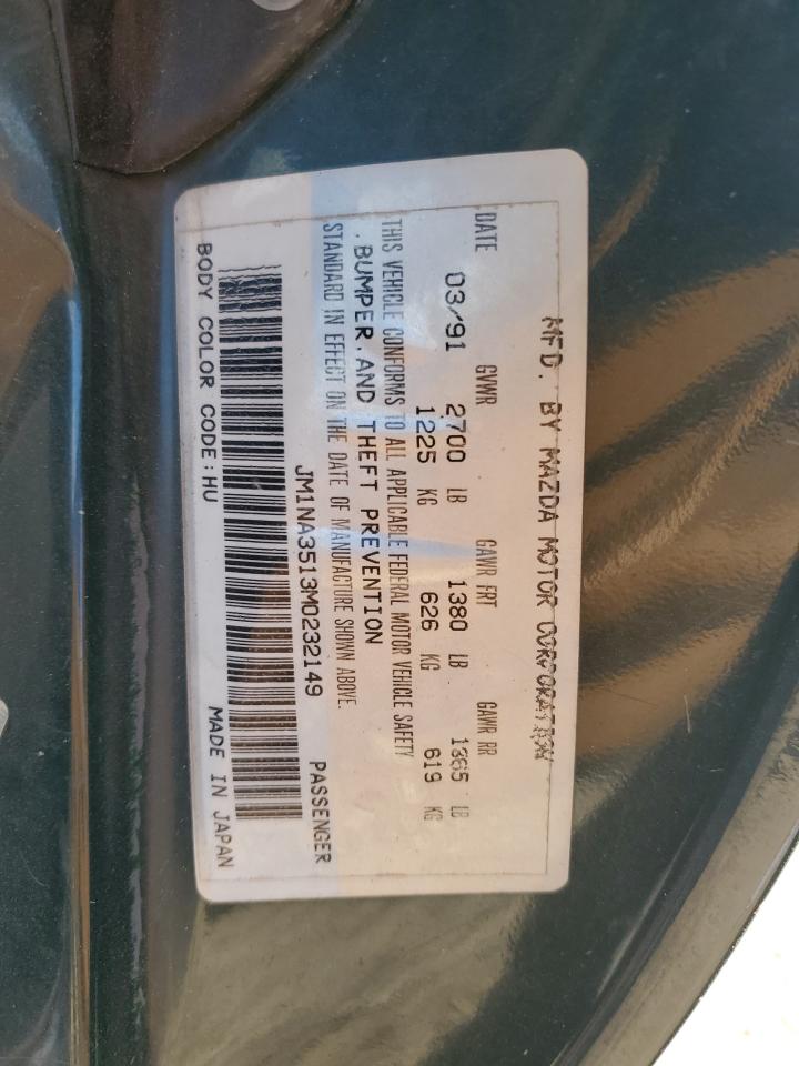 1991 Mazda Mx-5 Miata VIN: JM1NA3513M0232149 Lot: 92353275