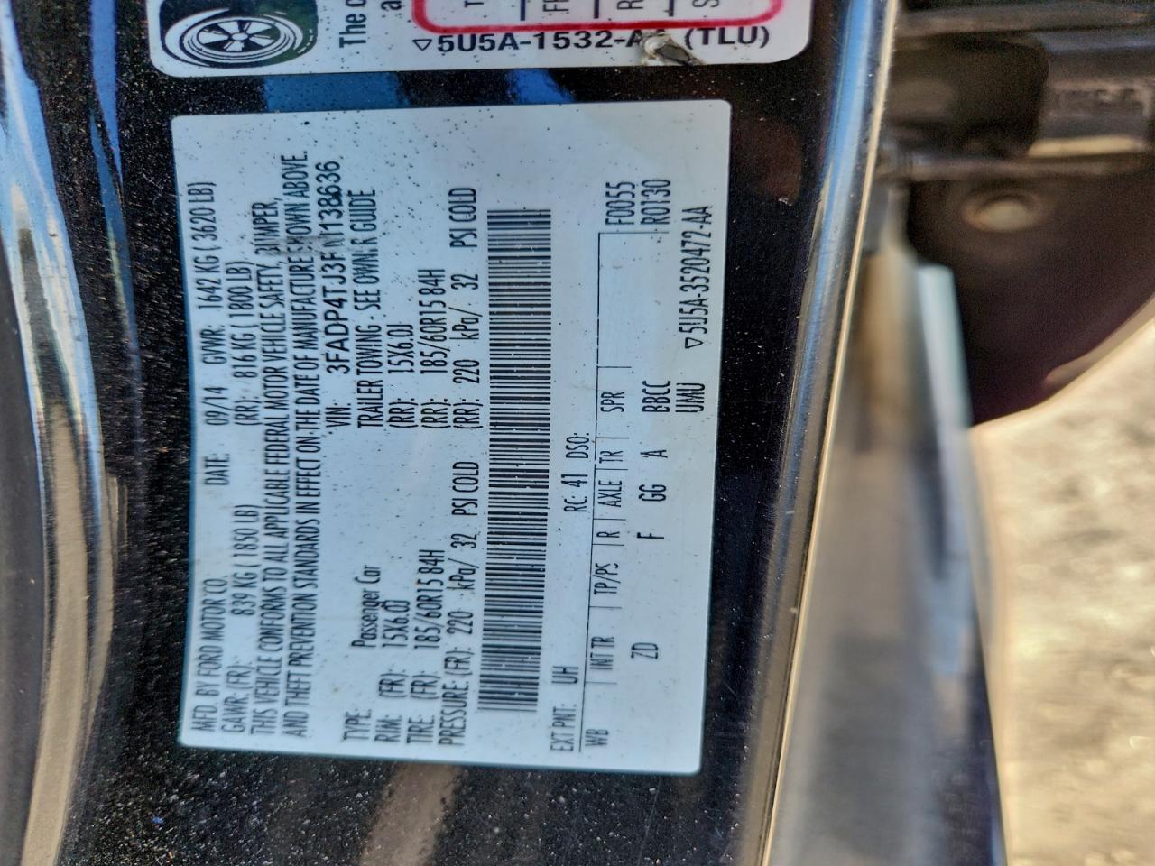 2015 Ford Fiesta S VIN: 3FADP4TJ3FM138636 Lot: 94109665