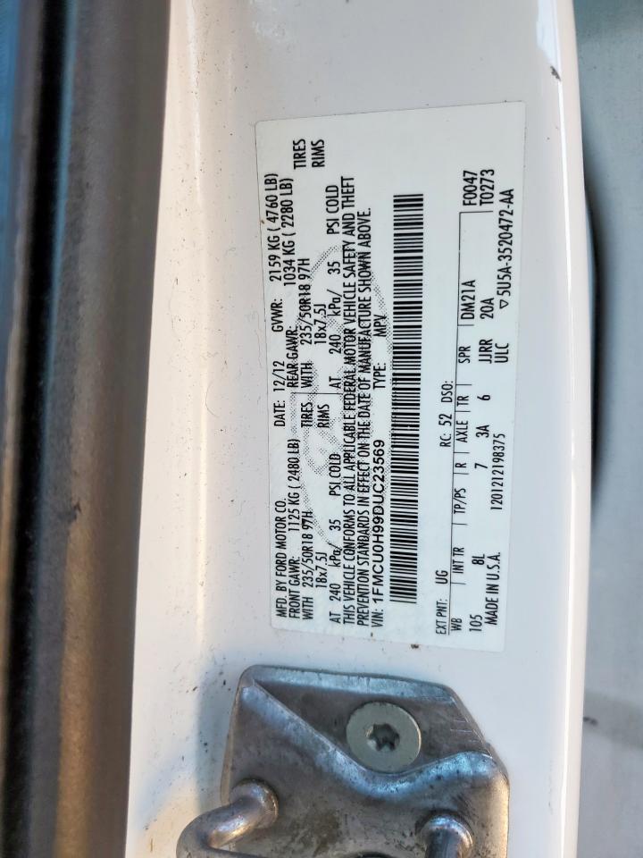 2013 Ford Escape Sel VIN: 1FMCU0H99DUC23569 Lot: 92080445