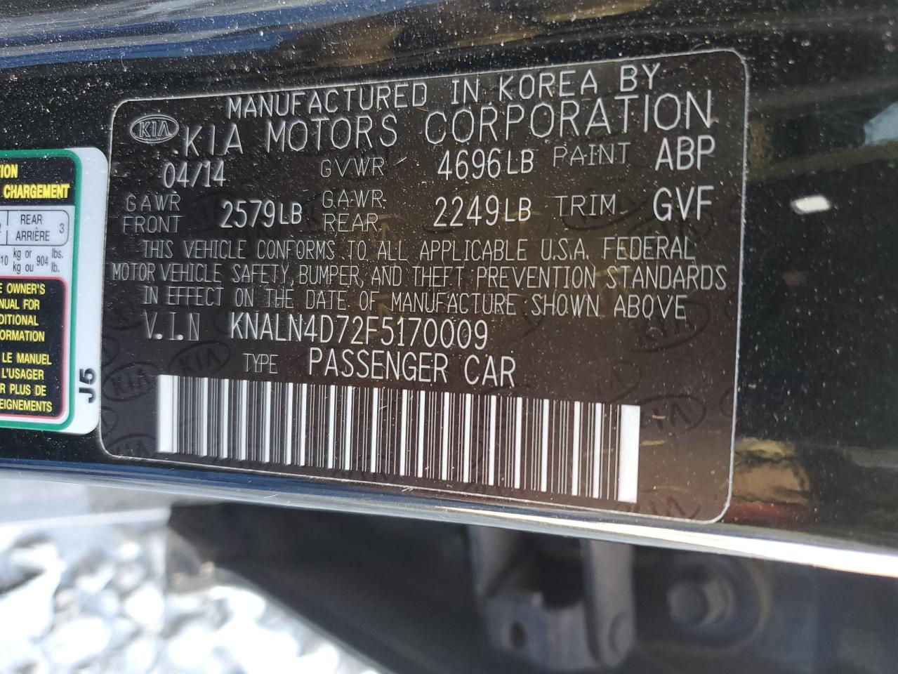 2015 Kia Cadenza Premium VIN: KNALN4D72F5170009 Lot: 90075785