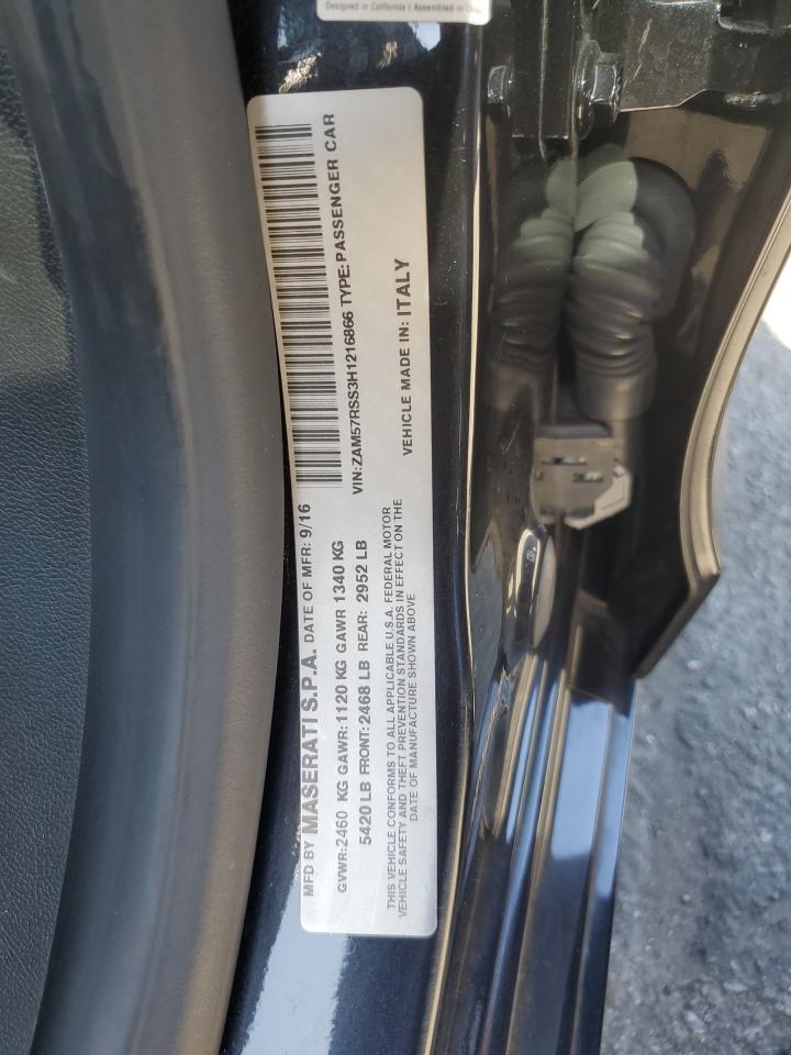 2017 Maserati Ghibli S VIN: ZAM57RSS3H1216866 Lot: 91087785