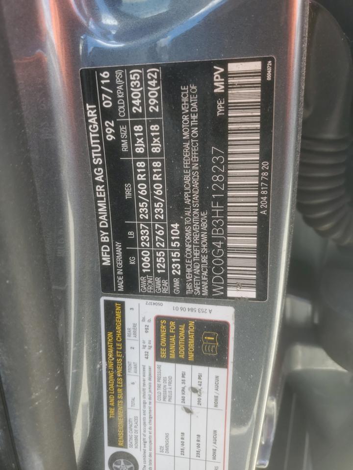 2017 Mercedes-Benz Glc 300 VIN: WDC0G4JB3HF128237 Lot: 92399735