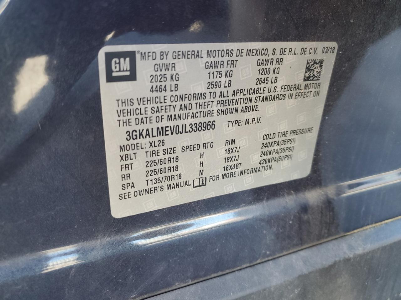 2018 GMC Terrain Sle VIN: 3GKALMEV0JL338966 Lot: 91165955