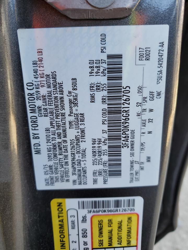 2016 Ford Fusion Titanium VIN: 3FA6P0K96GR126705 Lot: 91416805