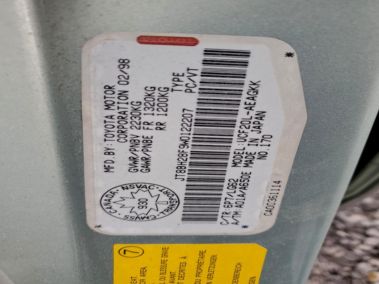 1998 Lexus Ls 400 VIN: JT8BH28F9W0122207 Lot: 94268195