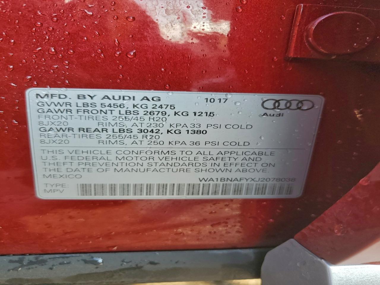 2018 Audi Q5 Premium Plus VIN: WA1BNAFYXJ2078038 Lot: 93730995