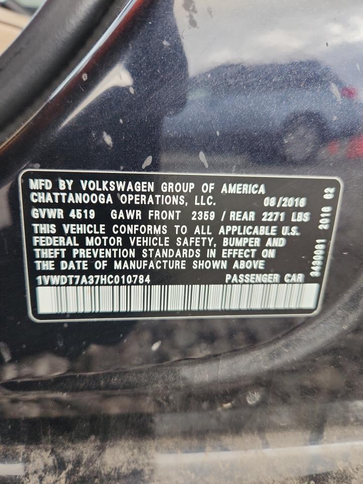 2017 Volkswagen Passat R-Line VIN: 1VWDT7A37HC010784 Lot: 93087055
