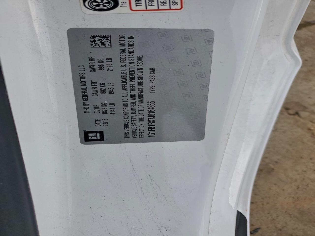 2018 Chevrolet Camaro Lt VIN: 1G1FB1RX7J0164866 Lot: 94546225