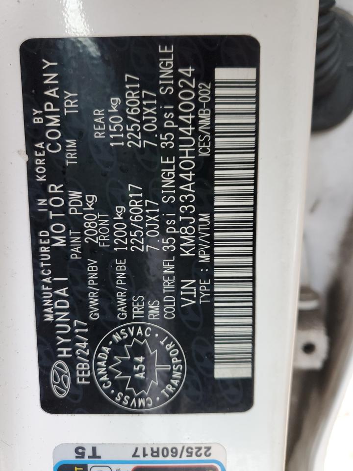 2017 Hyundai Tucson Limited VIN: KM8J33A40HU440024 Lot: 91603905