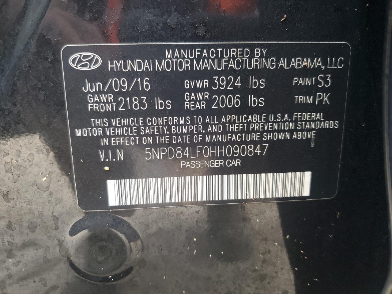 2017 Hyundai Elantra Se VIN: 5NPD84LF0HH090847 Lot: 91340195