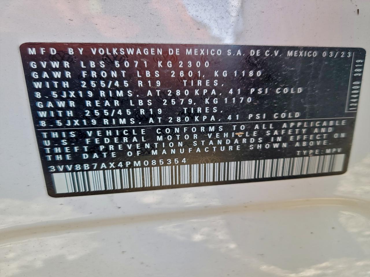 2023 Volkswagen Tiguan Se R-Line Black VIN: 3VV8B7AX4PM085354 Lot: 94068865