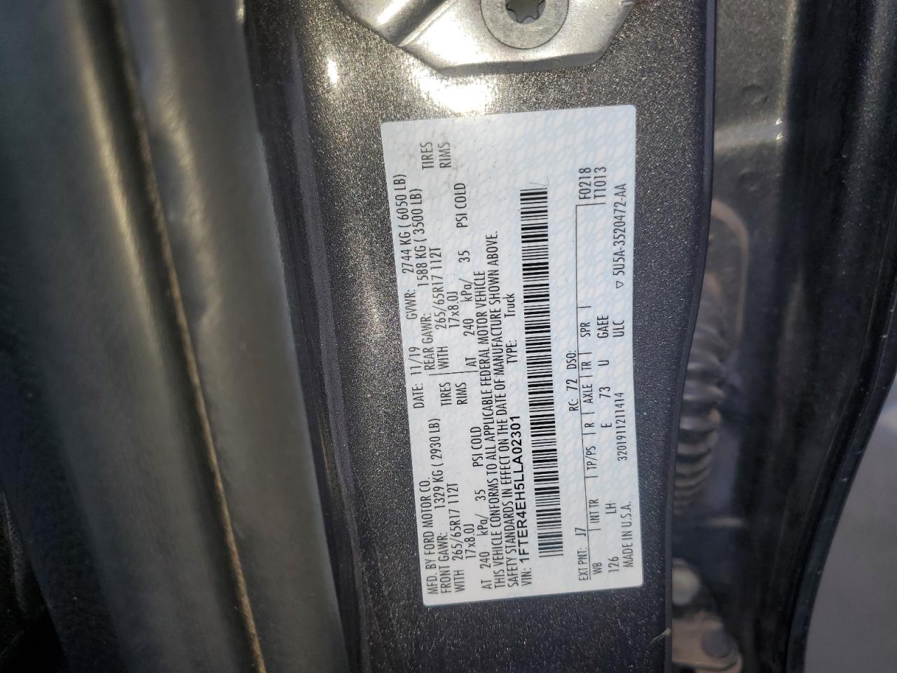 2020 Ford Ranger Xl VIN: 1FTER4EH5LLA02301 Lot: 91267675