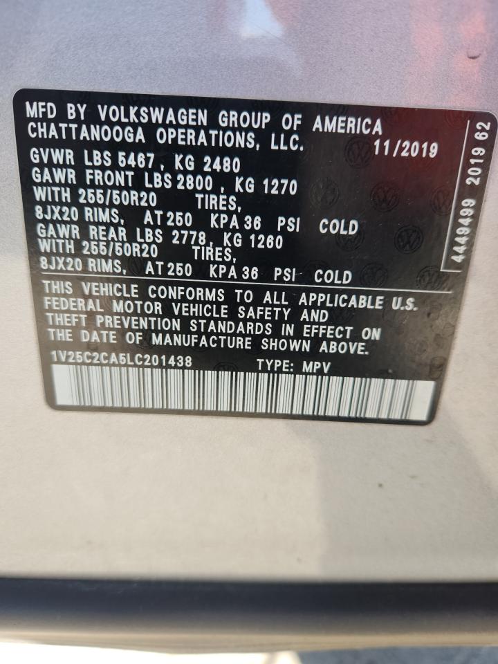 2020 Volkswagen Atlas Cross Sport Se VIN: 1V25C2CA5LC201438 Lot: 91591915