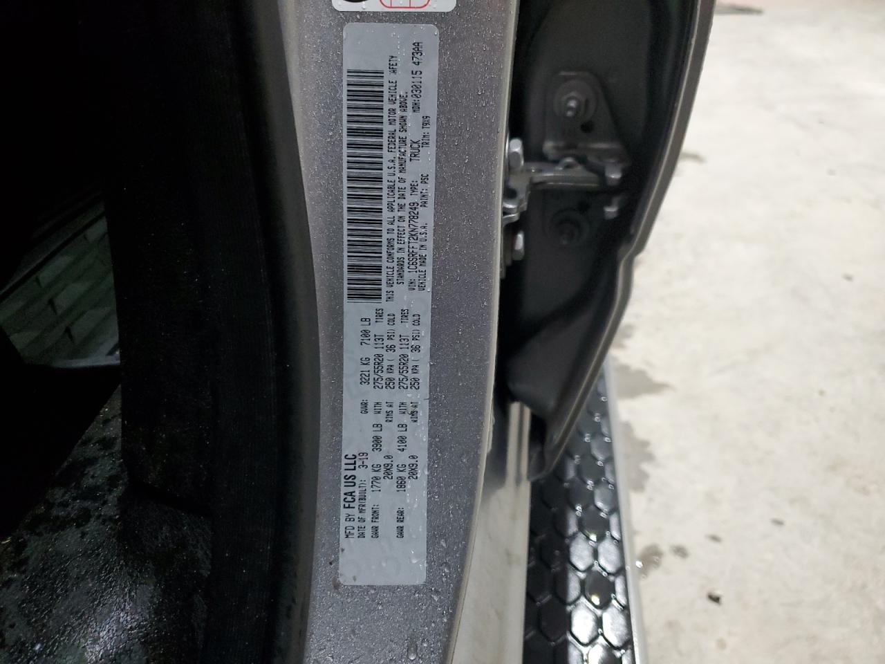 2019 Ram 1500 Big Horn/Lone Star VIN: 1C6SRFFT2KN778249 Lot: 93208665