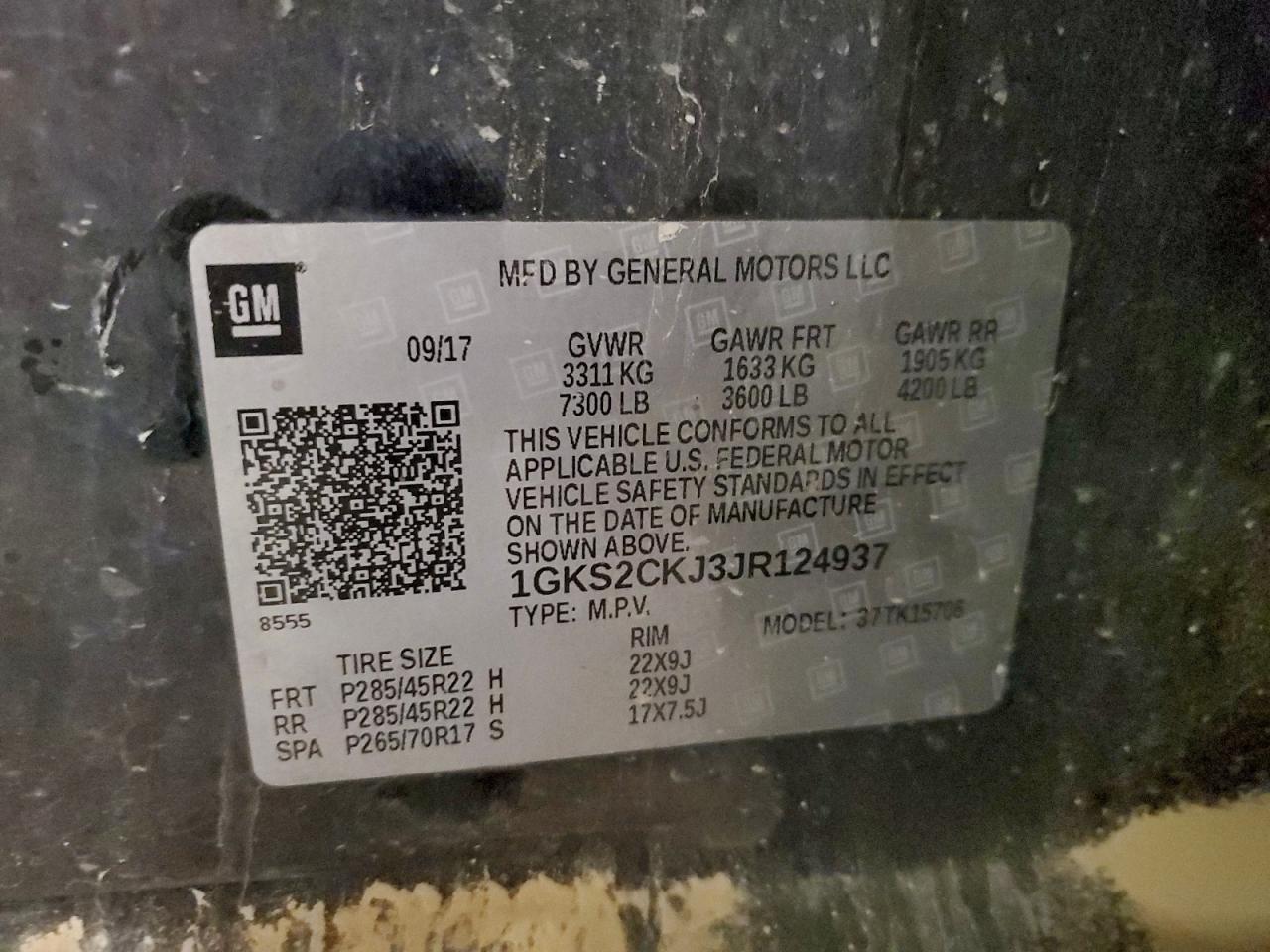 2018 GMC Yukon Denali VIN: 1GKS2CKJ3JR124937 Lot: 93517925