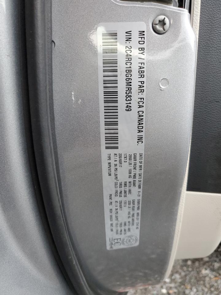 2021 Chrysler Pacifica Touring L VIN: 2C4RC1BG6MR583149 Lot: 91043405